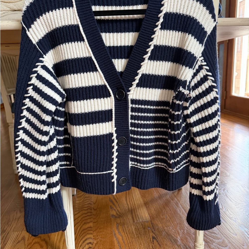 Jonathan Simkhai Navy and White Striped Cardigan